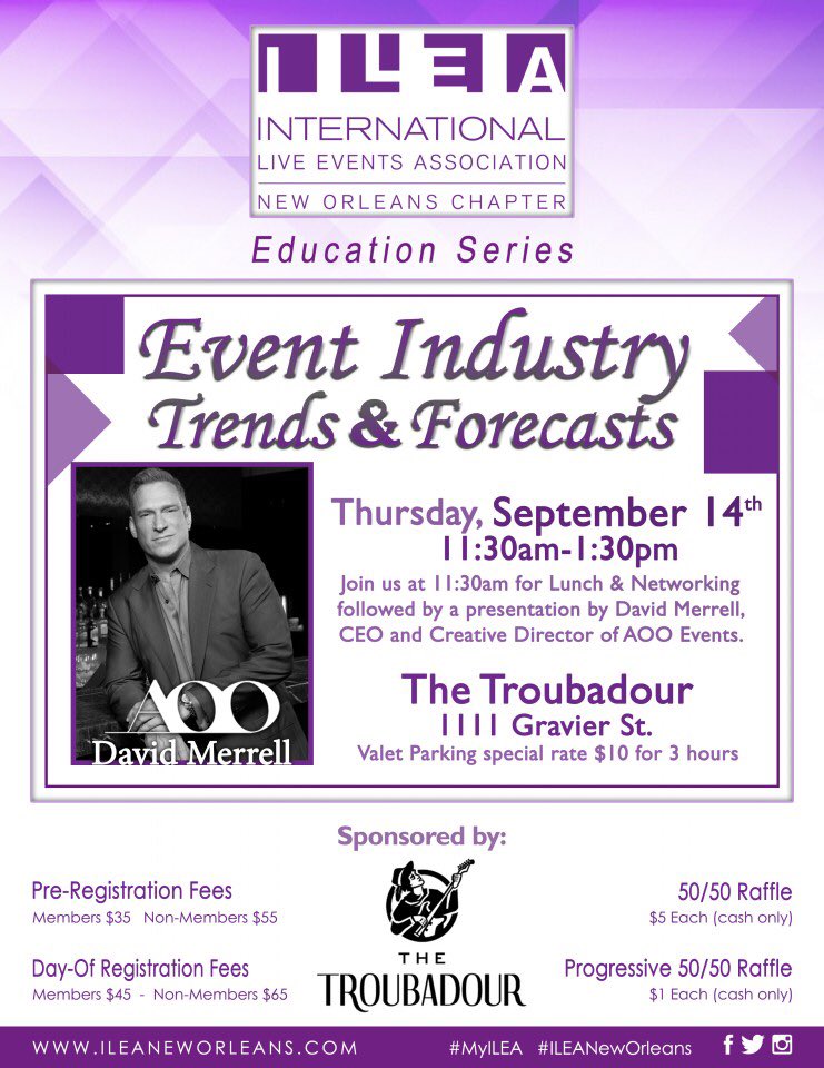 DavidMerrell's tweet photo. Look forward to seeing everyone tomorrow @troubadorhotel tomorrow for @ILEAneworleans #education series. On my way. #MyILEA #dminspired https://t.co/UUdJBcMxtL