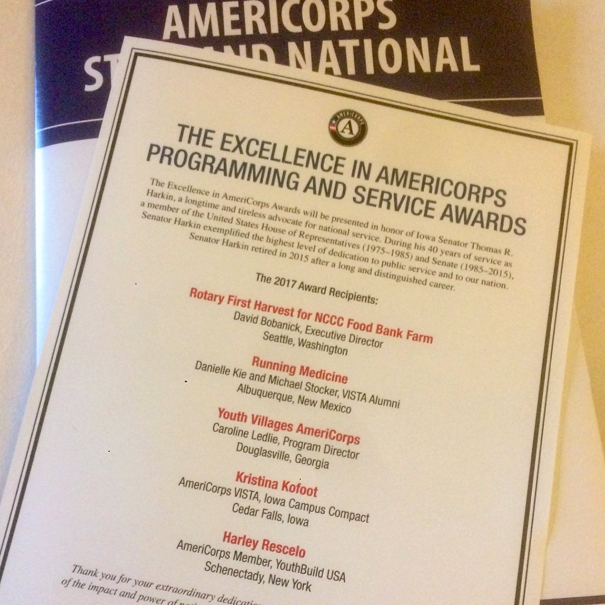 Great to have our Harvest Against Hunger work recognized by <a href="/AmeriCorps/">AmeriCorps</a> &amp; <a href="/NationalService/">CNCS</a> today.