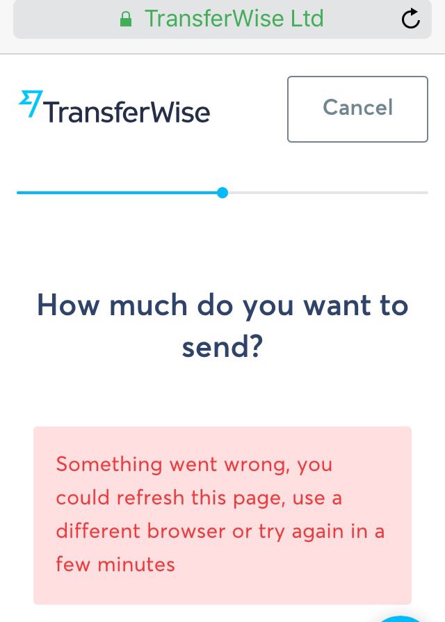Marcussoutheast's tweet photo. @capotribu @1boy2cups @TransferWise I keep getting this error message. Why? https://t.co/SXqfn0dKUE