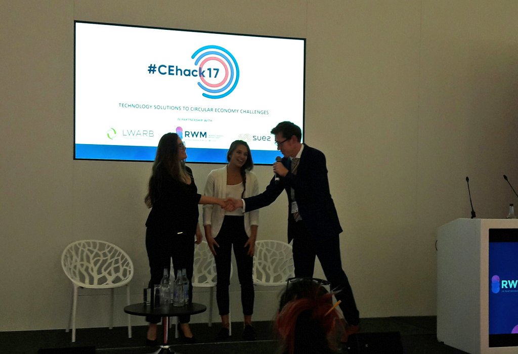 suezUK's tweet photo. And the WINNER of #CEhack17 is... @Tryatec!! Congratulations! @RWM_Exhibition @LWARB #RWM17 https://t.co/M8sMpzotMy