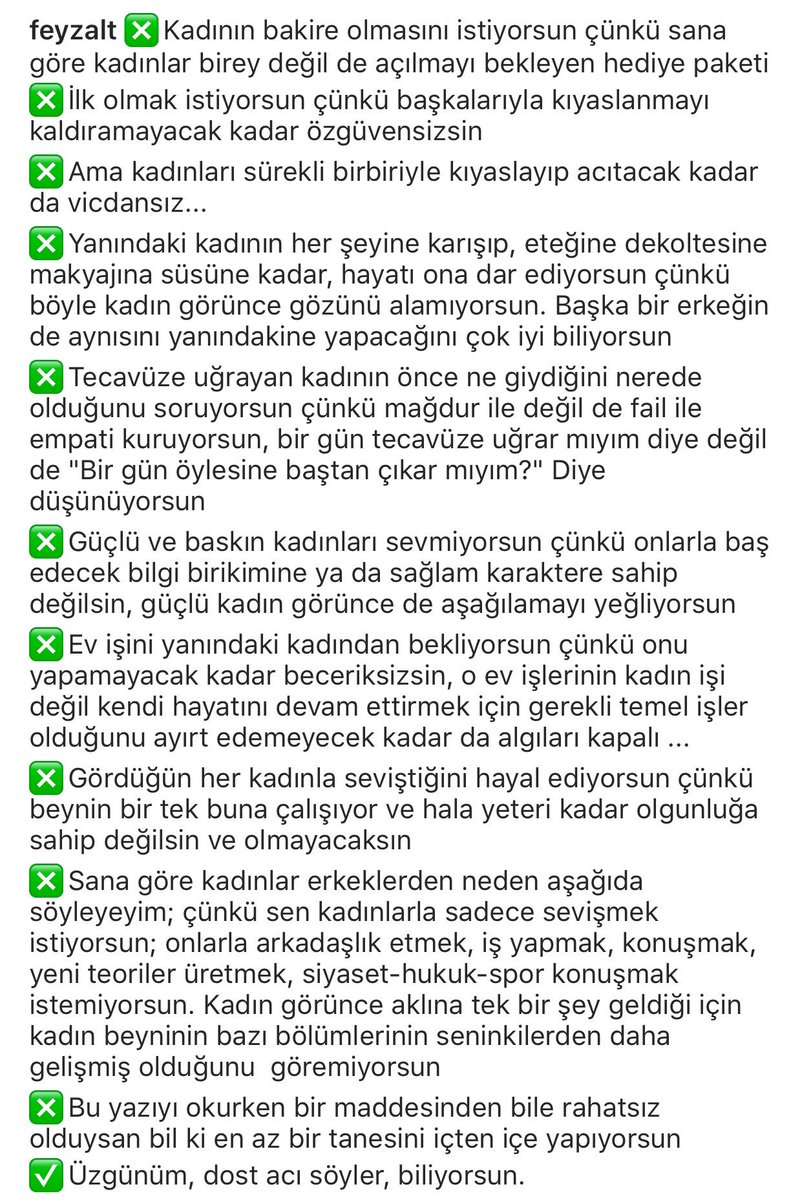 Yazıyı okuyup rahatsız olmayan erkeklere on numara beş yıldız 💫