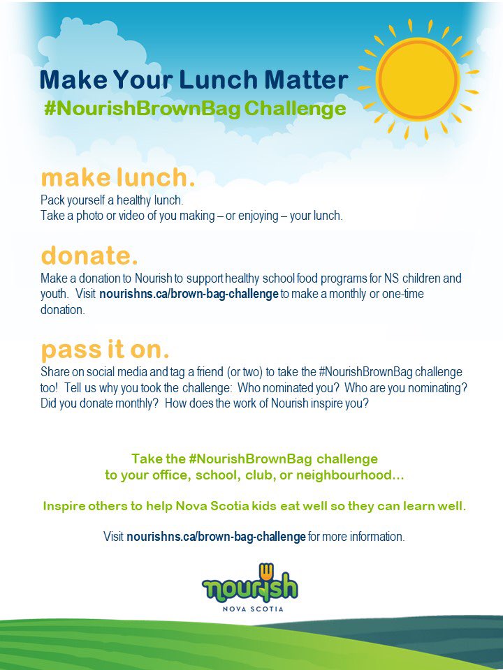 janicemacneil's tweet photo. Make your lunch matter! I challenge @Bill_Horne &amp; @Laker_PatHealey to take the #NourishBrownBag challenge. https://t.co/zXYRGbU5js