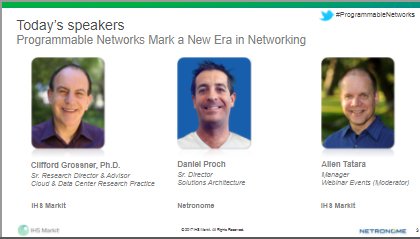 ihs4techevents's tweet image. Missed our free #programmablenetworks #webinar w/ @cliffgrossner & @Netronome? View it on-demand now: ihsmark.it/WXao30f7XSg.