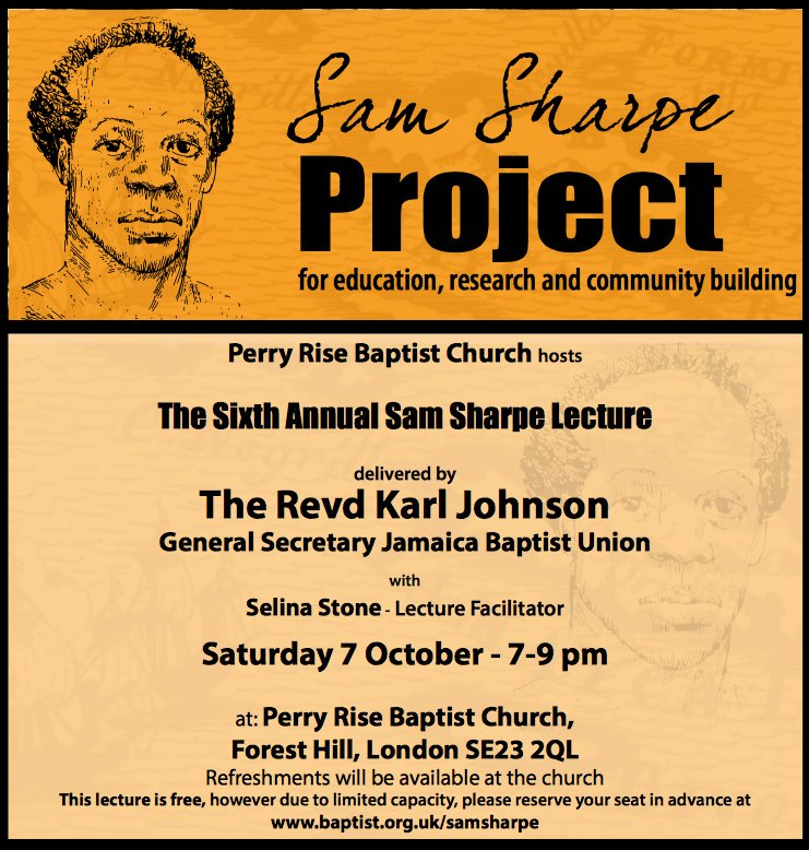 Looking forward to the 6th Annual @SamSharpeProj Lecture on October 7th at 7pm in Forest Hill. See flyer for more details.