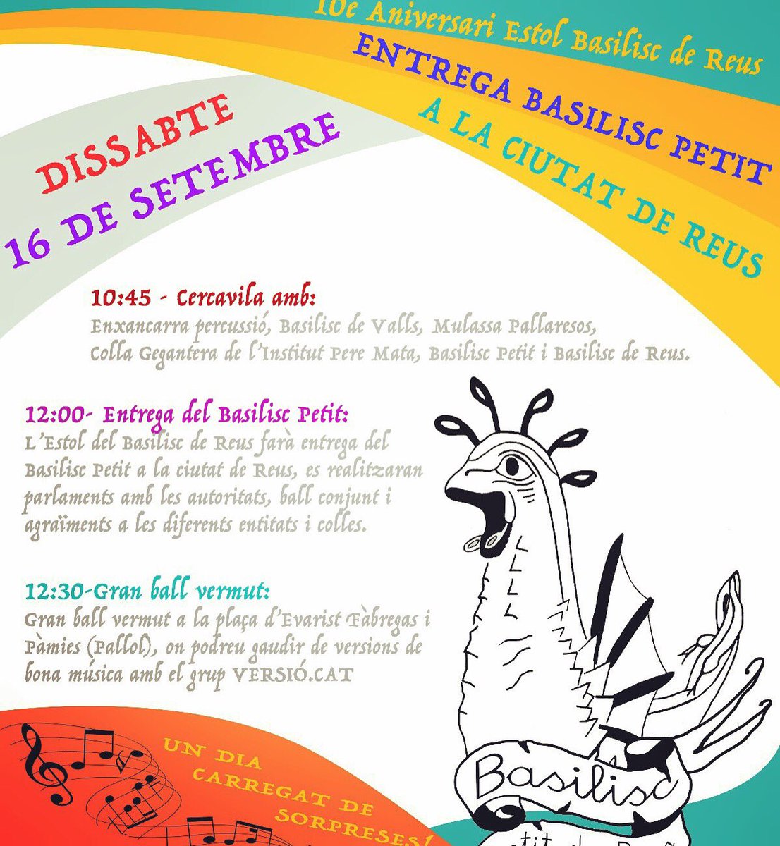 Bona tarda. Dissabte ens podreu troba posant ritme al 10è aniversari del @basiliscdereus