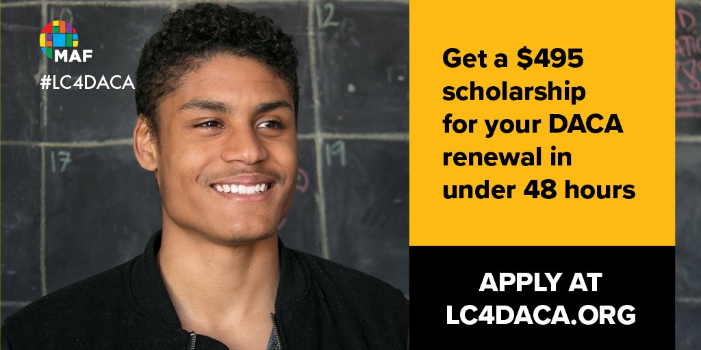 21progress's tweet image. #Dreamers, don’t let cost keep you from renewing #DACA by Oct 5! Get a $495 scholarship from @MAFpajarito today: LC4DACA.org