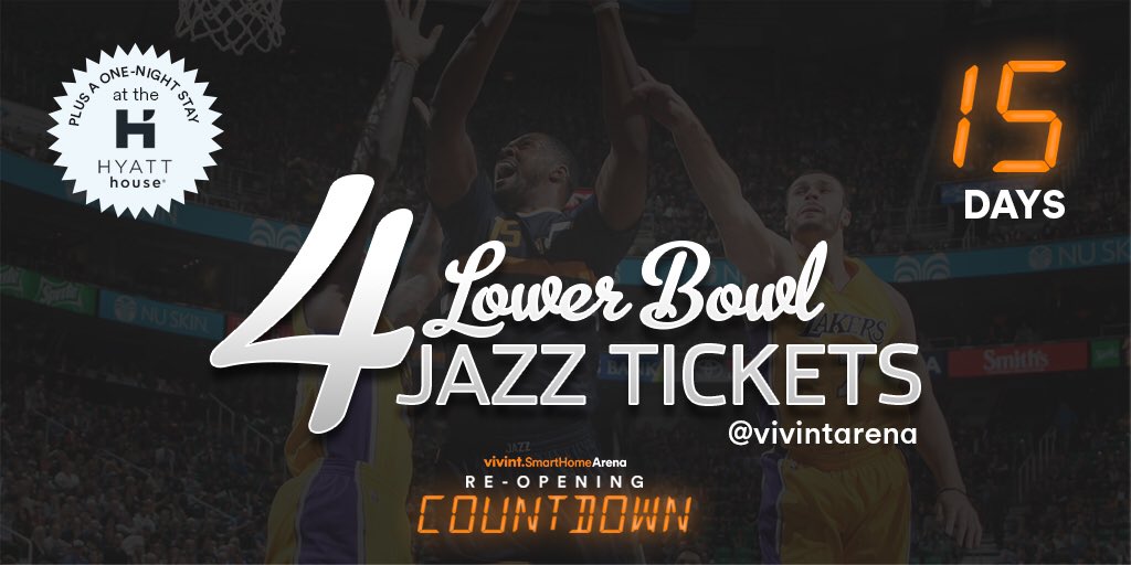 deltacenter's tweet image. 15 DAYS UNTIL RE-OPEN: Win 4 lower bowl @utahjazz tickets and a 1 night stay at Hyatt House SLC
To enter:
1️⃣Follow us
2️⃣RT
3️⃣Tag a friend