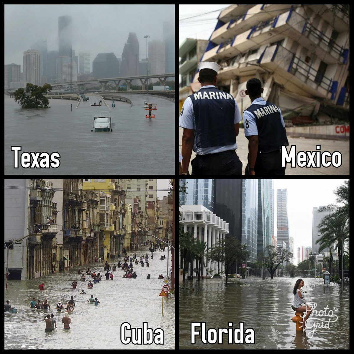 #PrayersForTexas  
#PrayersForMexico
#PrayersForCuba
#PrayersForFlorida