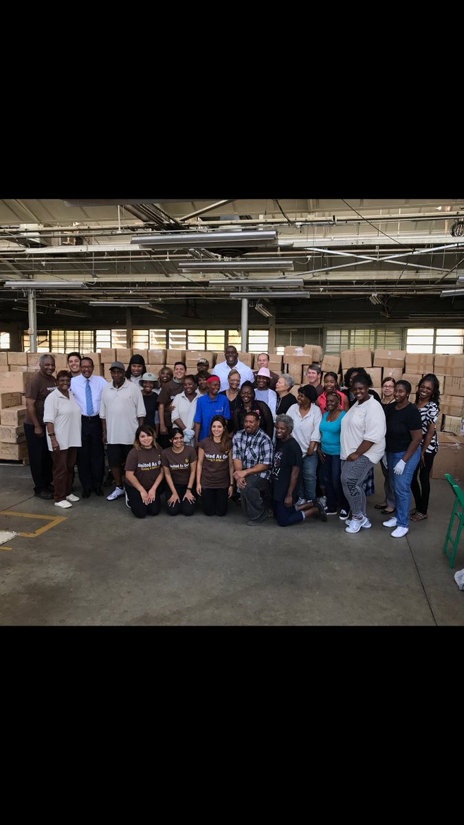 UPS and Magic Johnson in So Cal sending help to victims in Houston. Packing Donations that UPS will move for the MJ Foundation!