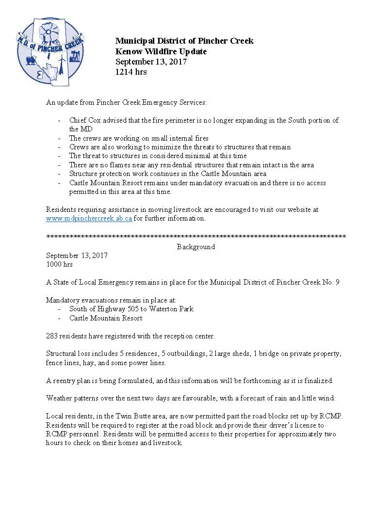 town_of_pc's tweet image. Update from @md_of_pc , please check mdpinchercreek.ab.ca for further updates. #PincherCreek