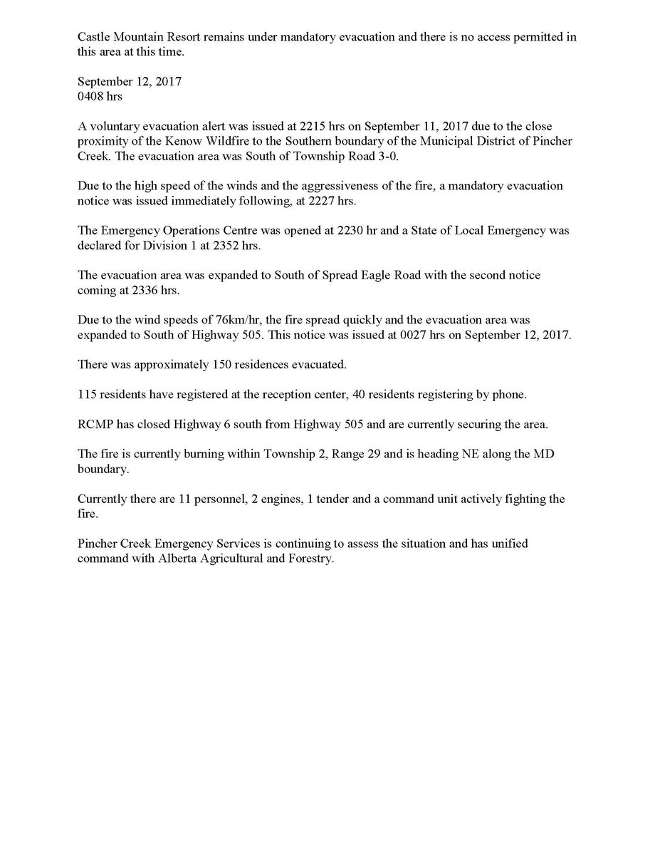 town_of_pc's tweet image. Update from @md_of_pc , please check mdpinchercreek.ab.ca for further updates. #PincherCreek