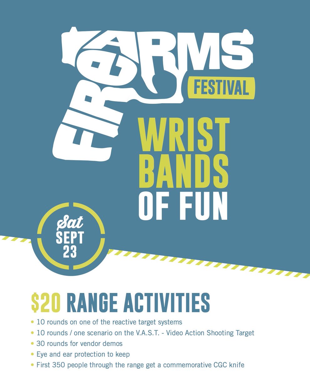 Don't miss 50 rounds in the #CGC Range for just $20 on Saturday, September 23rd! Pre-order your wristband here (bit.ly/2y6pgee).
