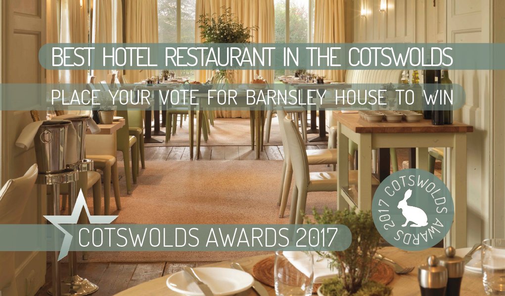 @Barnsley_House (@barnsley_house) on Twitter photo The Potager has been nominated for <a href="/CotswoldsAwards/">Cotswolds Awards</a> 'Best Hotel Restaurant'. Please vote for us 🍴 bit.ly/_Cotswolds_Awa… #Cirencester The Potager has been nominated for <a href="/CotswoldsAwards/">Cotswolds Awards</a> 'Best Hotel Restaurant'. Please vote for us 🍴 bit.ly/_Cotswolds_Awa… #Cirencester