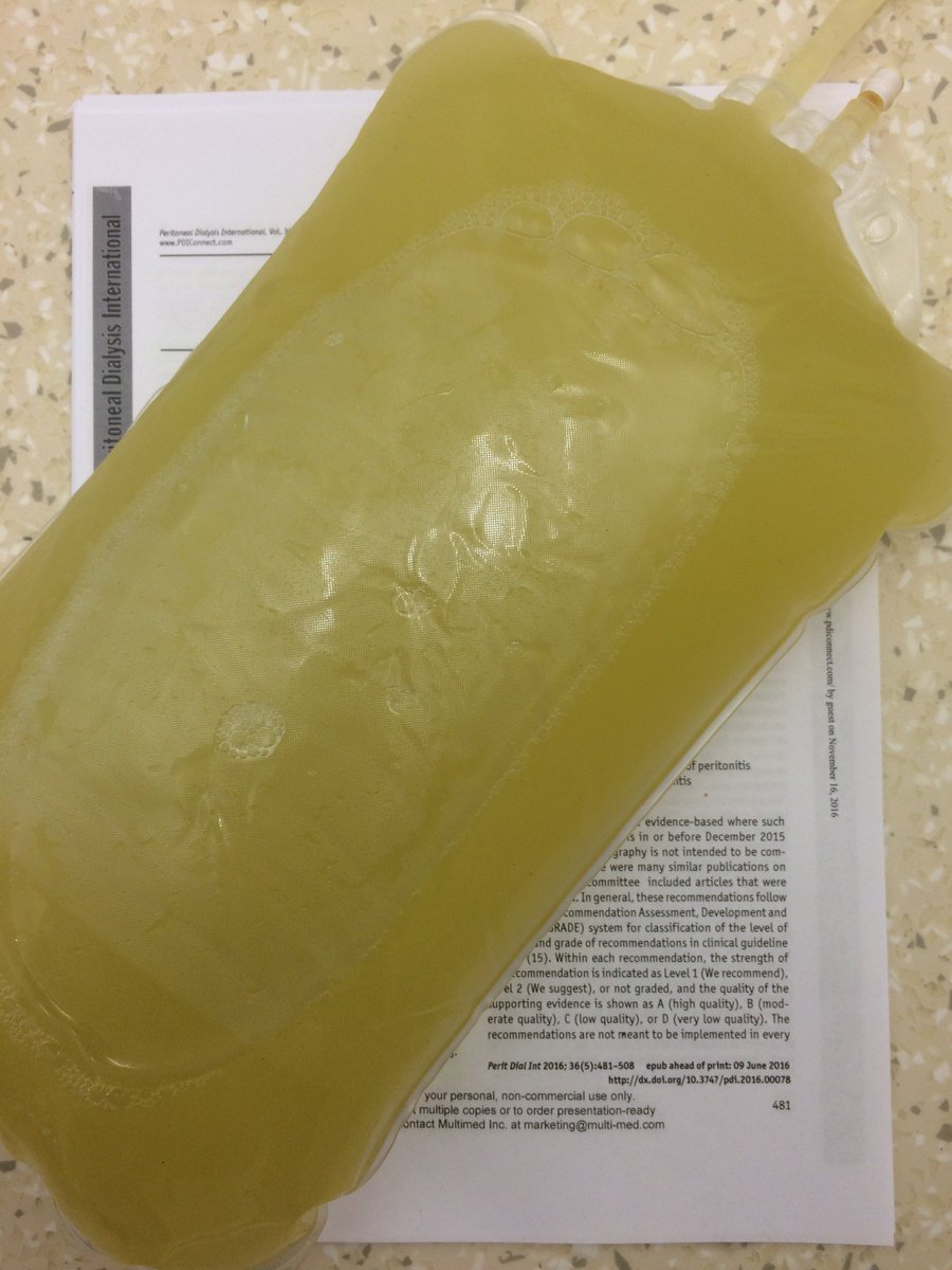 If you can't read the <a href="/ISPD1/">Int. Soc. for Peritoneal Dialysis</a> guidelines through the bag. No doubt: dialysate is cloudy! #PeritonealDialysis Tips. bit.ly/2f5UYUo