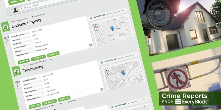 EveryBlock's tweet image. Crime is unpredictable – and if it strikes close to home, EveryBlock will keep you informed. Sign up for free: comca.st/2xyTkhA