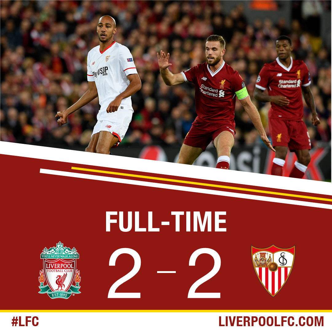 Honours even at Anfield in #LFC&#39;s first Champions League group-stage outing of the season.