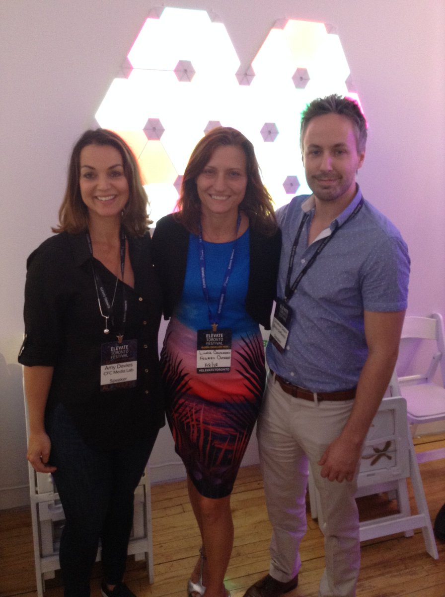 cfcmedialab's tweet photo. Linda Cousineau from @FedDevOntario getting a chance to chat w/ @amydlive &amp; Jon Gagne from #IDEABOOST’s @masterpieceVR at #ElevateToronto. https://t.co/BBW8ZO3zpK