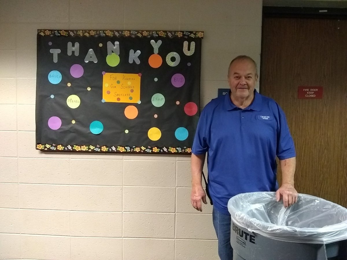 It's Custodian Appreciation Week! Thanks to Bruce and the other custodians at OPE for keeping our school spotless! #CCSthankyou