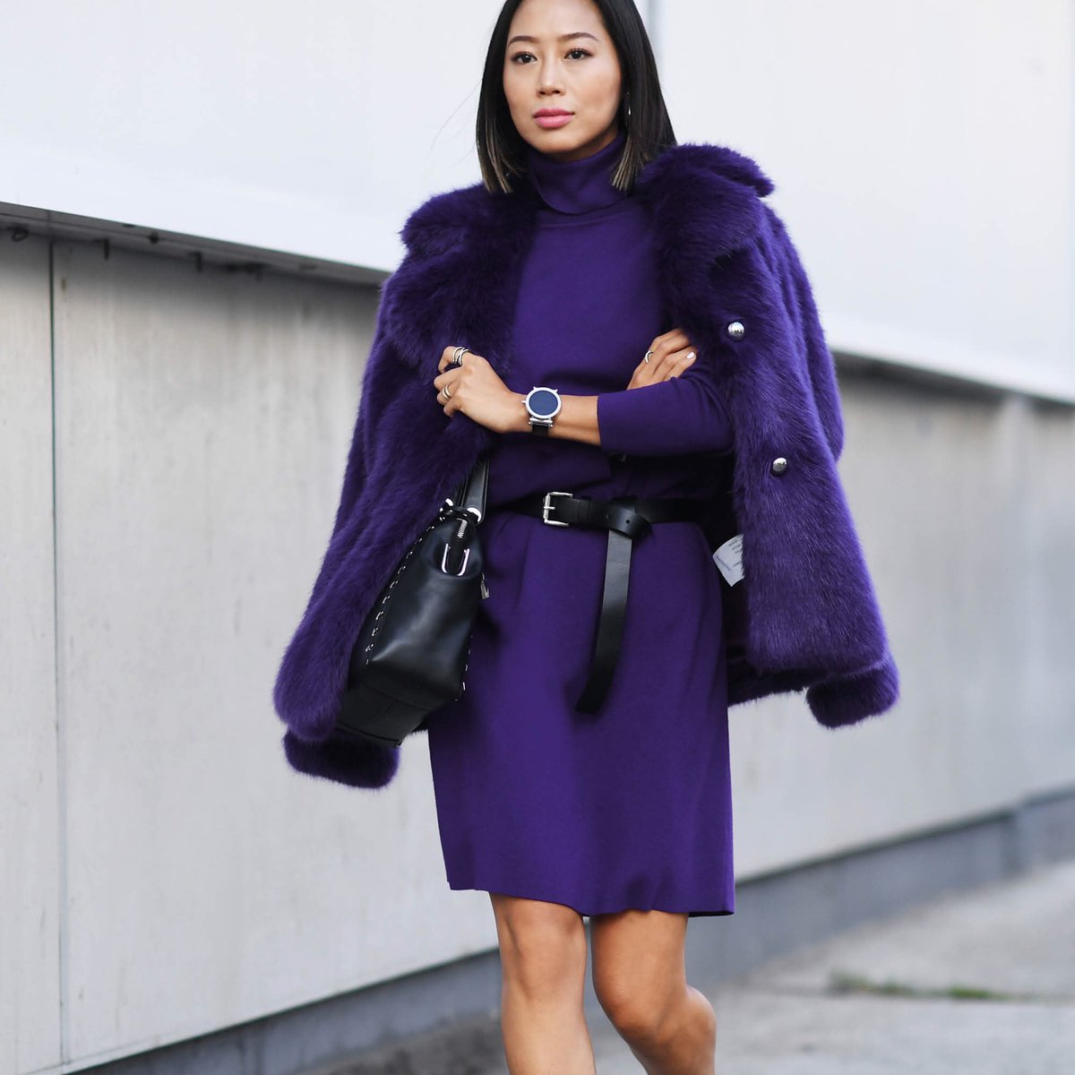 michael kors purple fur coat
