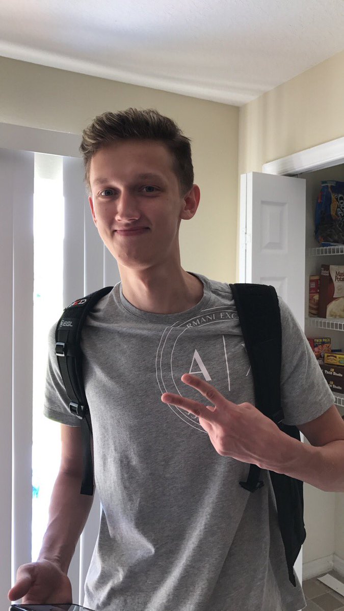 Nicks's tweet image. His first day back to school. He's nervous for Kindergarten...