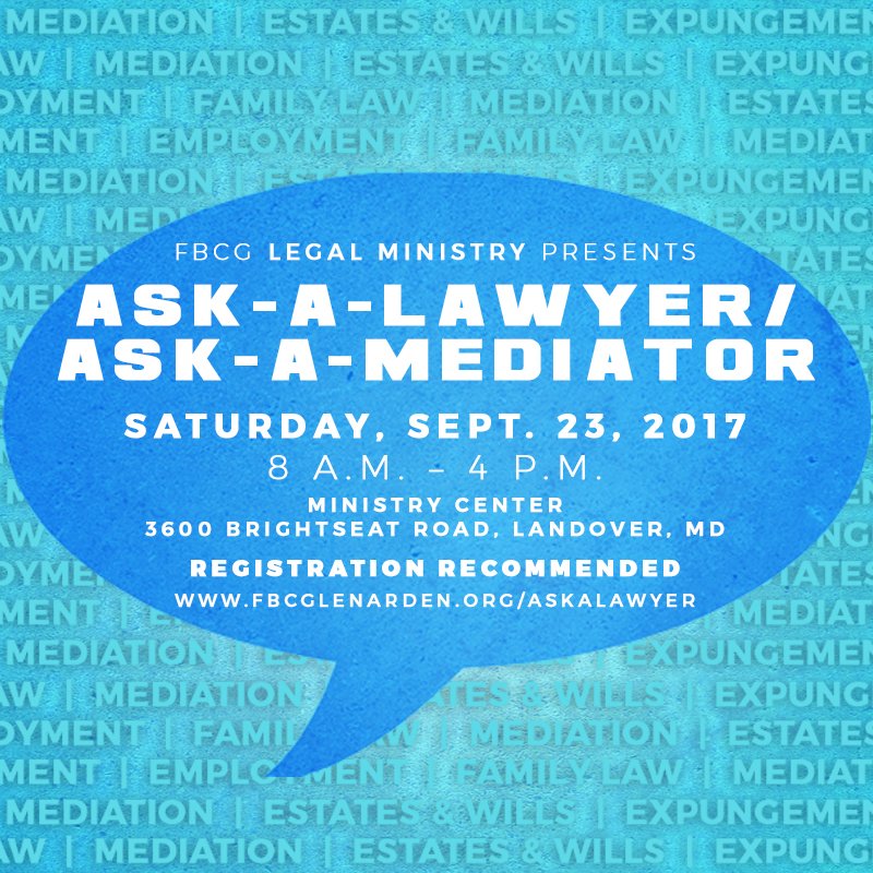 FBC Glenarden (FBCG) on Twitter "Join the Legal Ministry for Aska