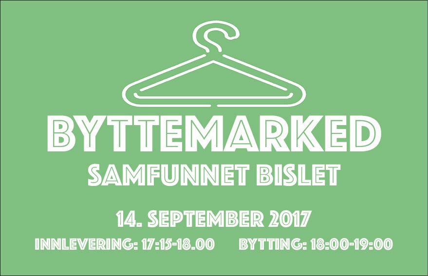 SamfunnetBislet's tweet photo. Klesbyttemarked i morgen (torsdag) kl 1715-1900 💚💚 Noen som er gira på ny garderobe uten å svi av hele septemberstipendet!? 💃🏻 https://t.co/B5DtjrZvQ9