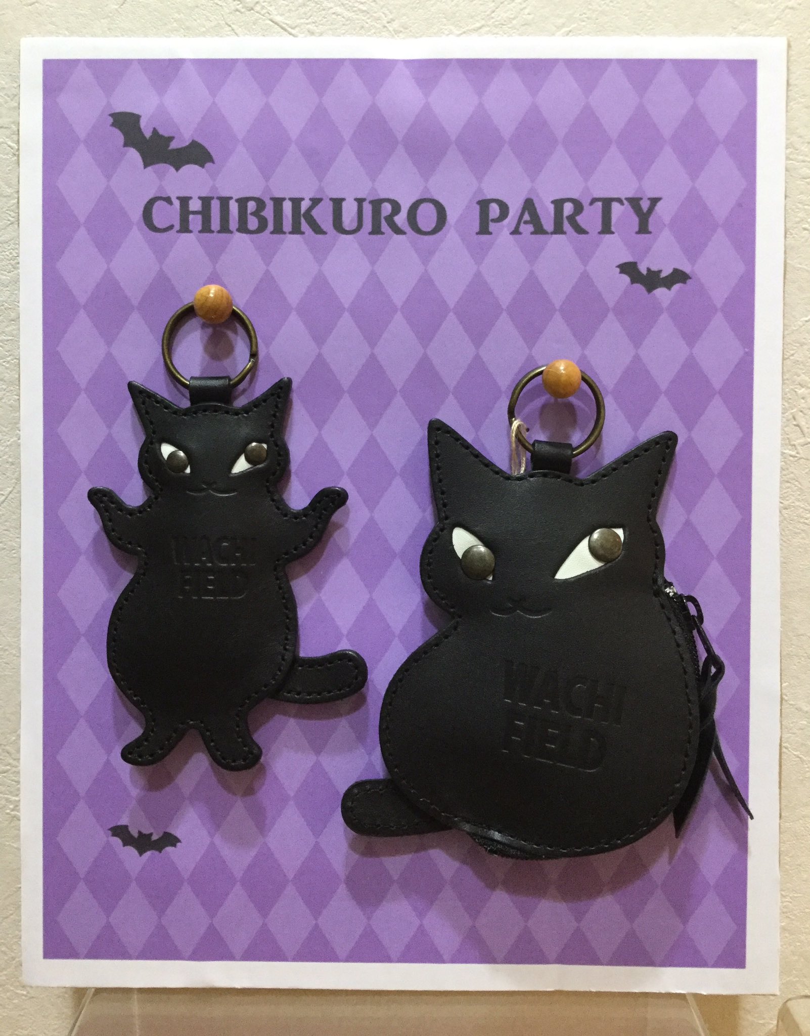 WACHIFIELD わちふぃーるど トートバッグ 黒 レザー スカーフ 猫