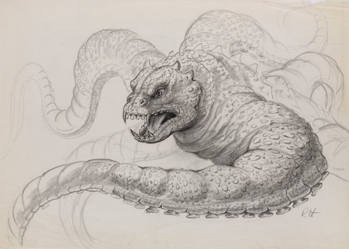 Soniasuponia's tweet photo. Sketch of Charybdis by Ray Harryhausen for the unrealised film Force of the Trojans 1984
© Ray and Diana Harryhausen Foundation https://t.co/YWcF1psy9i