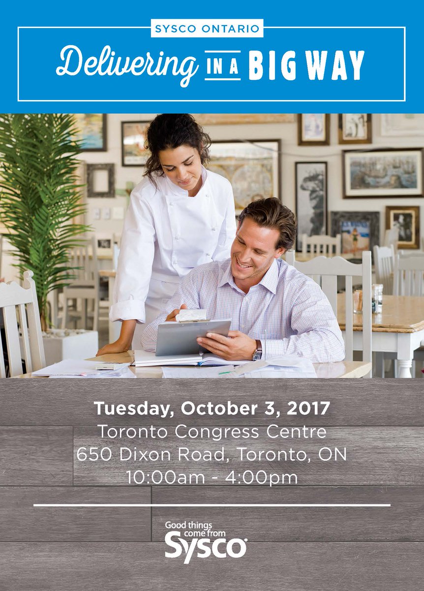 SyscoSWO's tweet image. Sysco Ontario Food Expo - Tuesday Oct 3rd 10am-4pm @ Toronto Congress Centre. Register at syscofoodexpo.com