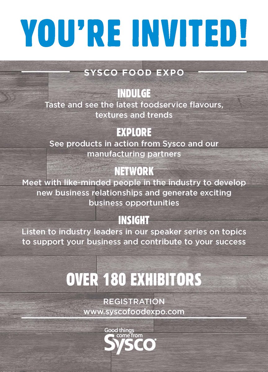 SyscoSWO's tweet image. Sysco Ontario Food Expo - Tuesday Oct 3rd 10am-4pm @ Toronto Congress Centre. Register at syscofoodexpo.com