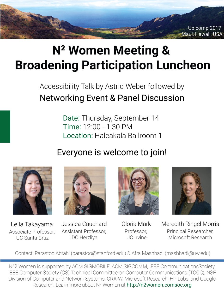 parastooabtahi's tweet photo. Grab lunch and come join our panel discussion tomorrow! #Ubicomp17 @n2women https://t.co/TS9pffEkgh