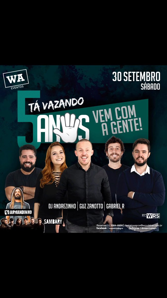 rafinharadio's tweet photo. Vamossss, dia 30/09 5 anos de #TAVAZANDO NA WA PORTO ALEGRE https://t.co/dSnOBRThRC