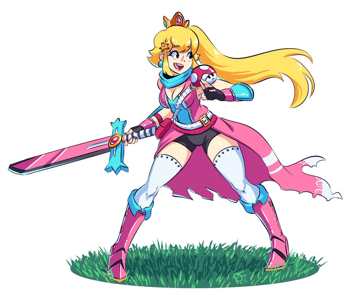 RavenousRuss's tweet image. Peach but as a generic rpg protagonist.