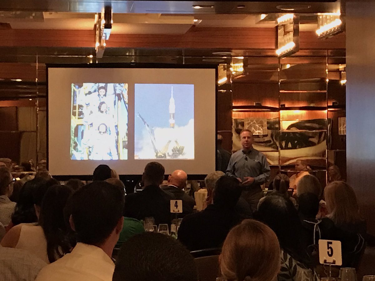 StorytellerBill's tweet photo. Amazing to head a real live astronaut (Tim Kopra) talk about having to adapt to change, in this case space. #tldg #morganstanley https://t.co/tB2qKtvuNE