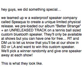 JamesSupercave's tweet photo. V excited to share ~ we collabed on a custom speaker pre-loaded w our music + an unreleased track w @SpeaquaSoundco ! + We're giving 2 away! https://t.co/UGuQyNfyAY