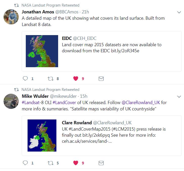 ClareRowland_UK's tweet photo. Two retweets for the UK #LCM2015 by @NASA_Landsat (via @mikewulder and @BBCAmos)- thanks @NASA_Landsat for the great #landsat8 data. https://t.co/HxlPiGdF4o