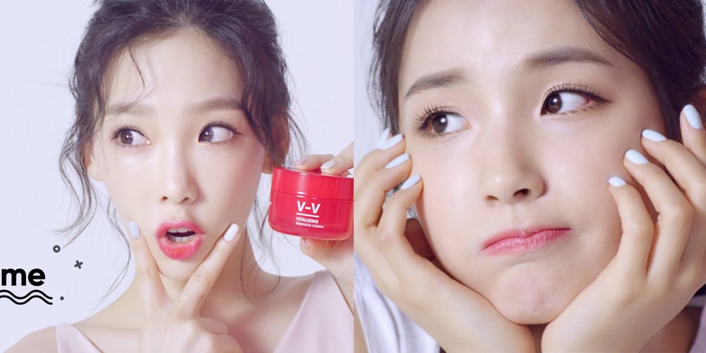 Image result for Girls' Generation's Taeyeon and ELRIS's Kim So Hee show off their pretty skin for 'Banilla Co.'
