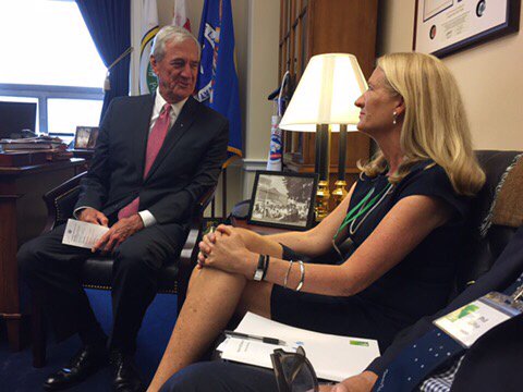 Rep. Rick Nolan with Karin Birkeland, TPL MN Advisory Board Chair. #TPLontheHill
