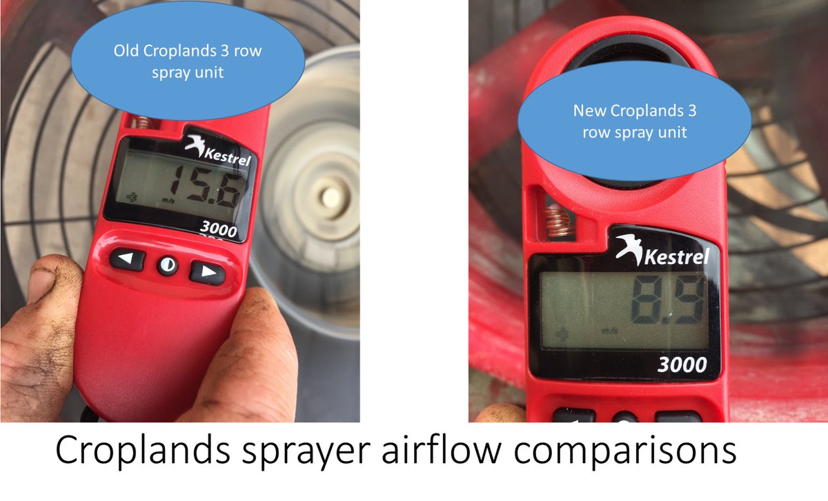 HortApplication's tweet image. When new is not always better!Measured some airflow rates with a grower to help them understand what happened last season #CoverageIsKey