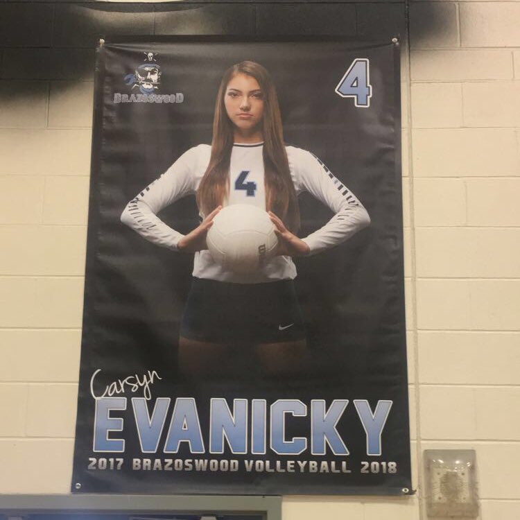 REvanicky's tweet image. Carsyn (SEN18R) got her Varsity banner hung in the gym with rest of her team and Caden was team captain during his first high school game