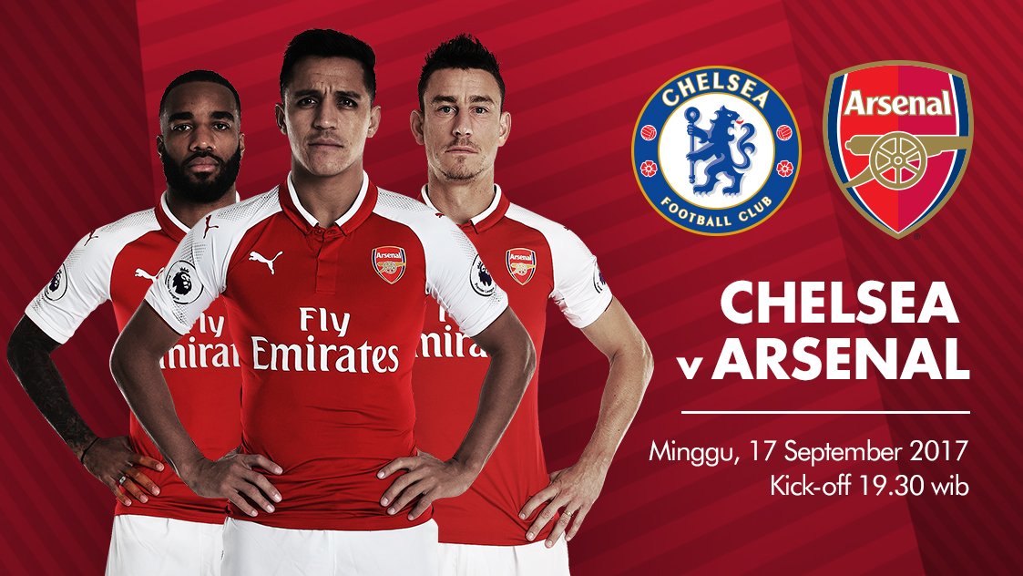 Jadwal pertandingan Premier League minggu ini:

BIGMATCH
Derbi London
Chelsea v Arsenal
Minggu, 17 September 2017
Kick-off 19.30 wib
