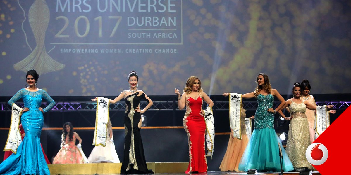 Vodacom's tweet photo. @MrsUniverse2017 @SABC3Topbilling Read more about Vodacom’s partnership with the prestigious @MrsUniverse2017 pageant, held in Durban on 2 Sept. https://t.co/Yw5EgK2lVB https://t.co/AVOutAx50a