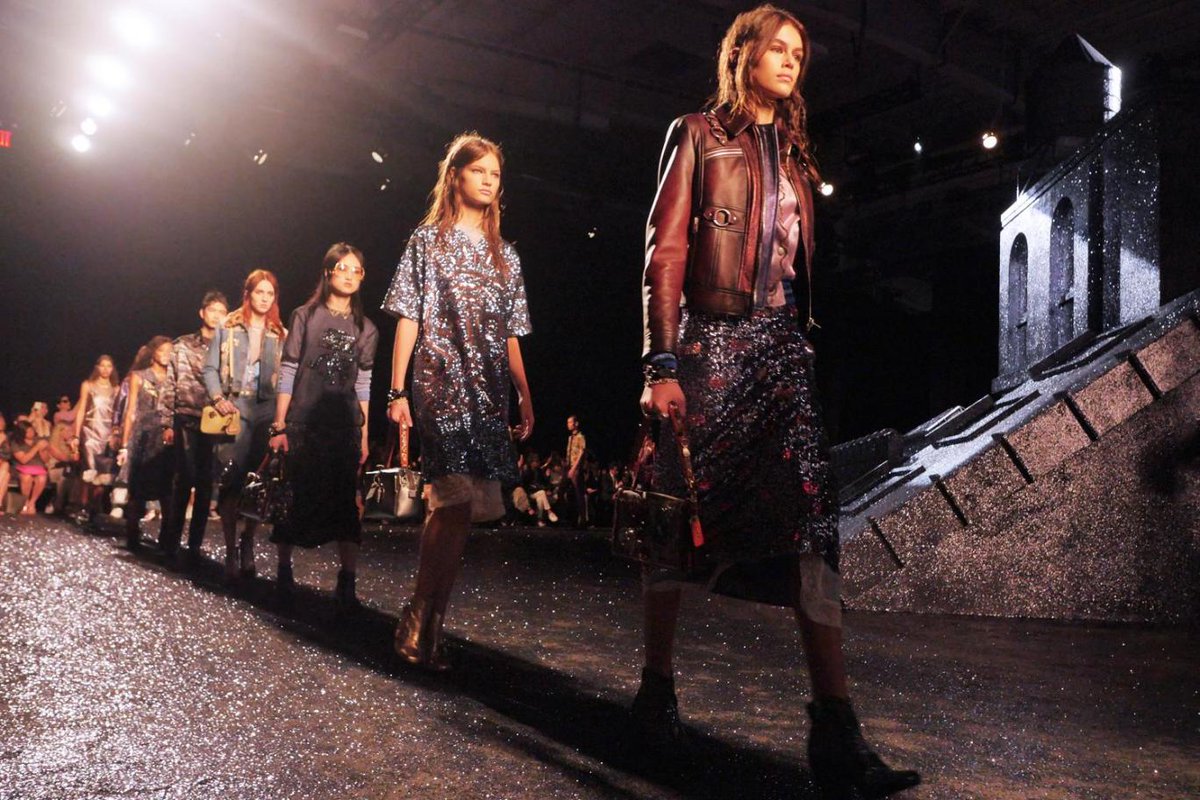 Coach favours fun over formality at NYFW with a collection of cocktail attire brimming with glitter and glitz bit.ly/2fk6KqR