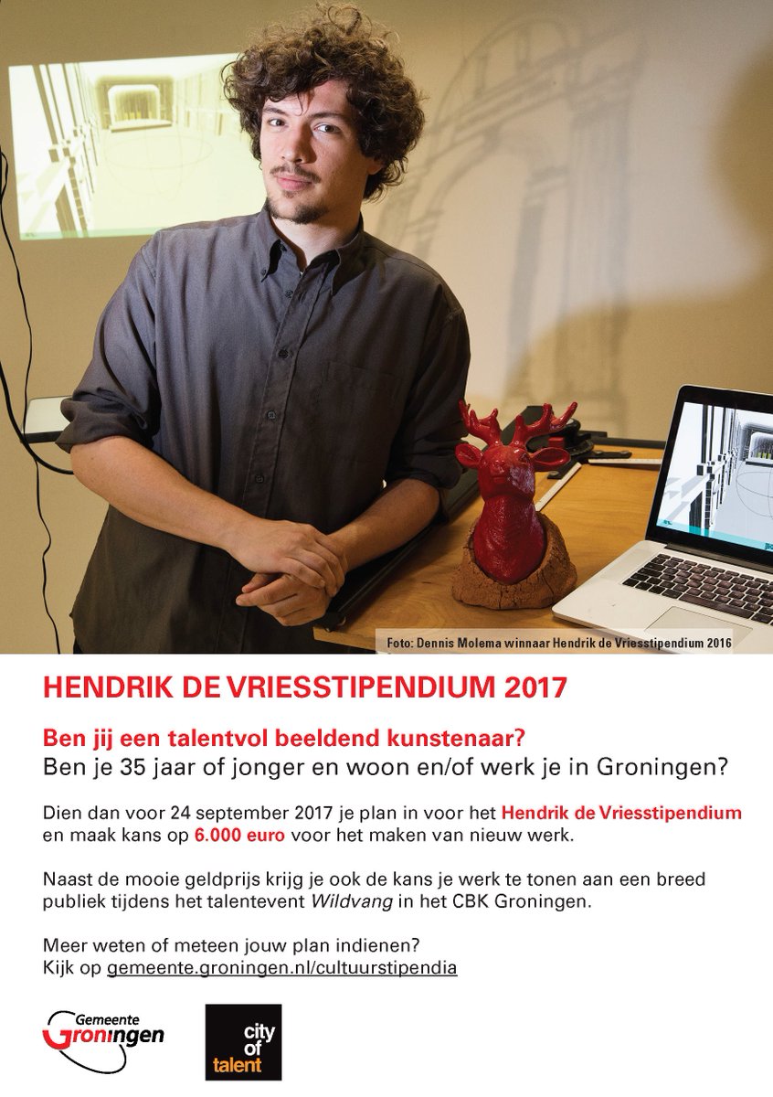 academieminerva's tweet photo. @gem_groningen Kunstenaar onder de 35 en wonend en/of werken in Groningen? Meld je aan voor het Hendrik de Vriesstipendium! https://t.co/ftesSB1LvJ