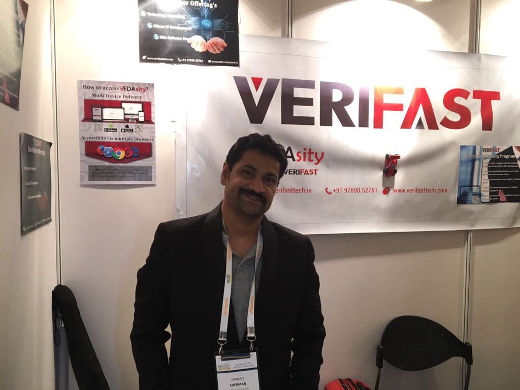 verifasttech's tweet photo. VeriFast Team at @DVConIndia is super excited to showcase our VLSI #ASICVerification Courses. Visit our Booth #308. #DVConIndia2017 https://t.co/a88oev0wPK