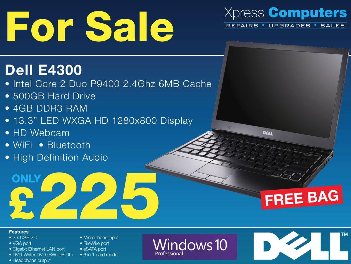 For Sale Dell E4300 £225- Intel Core 2 Duo 500GB Hard Drive HD Webcam 4GB RAM 13.3” Display WiFi Bluetooth <a href="/glosrdcentral/">glosrdcentral</a> <a href="/XpressComputer1/">Xpress Computers</a>