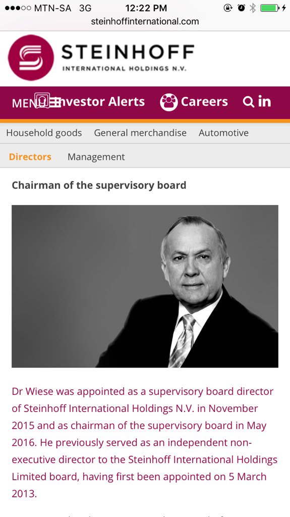 JD Group is a subsidiary of Steinhoff International Holdings and guess who you will find there...Christo Wiese.