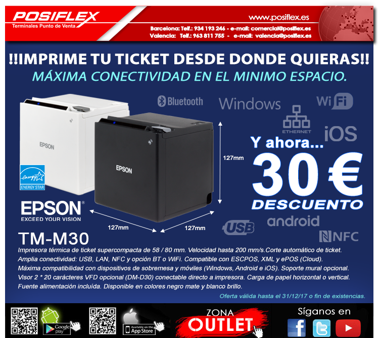 PosiflexTPV's tweet photo. Imprime desde donde quieras con la @Epson_ES TM-M30, desde PC, tablet o móvil, cualquier sistema operativo, y además ahora con descuento!!!! https://t.co/4ip7yS6Ow5