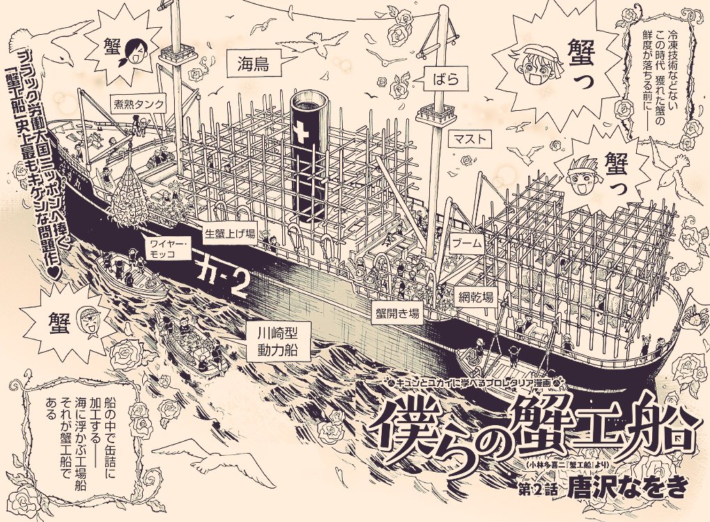 ট ইট র コミックビーム編集部 コミックビーム10月号 発売中 想像を超えまくりと大反響の唐沢なをき 僕らの蟹工船 小林多喜二 蟹工船 より 新連載第2回 いや 勉強になるな なるのか T Co Iauiwx8e2m