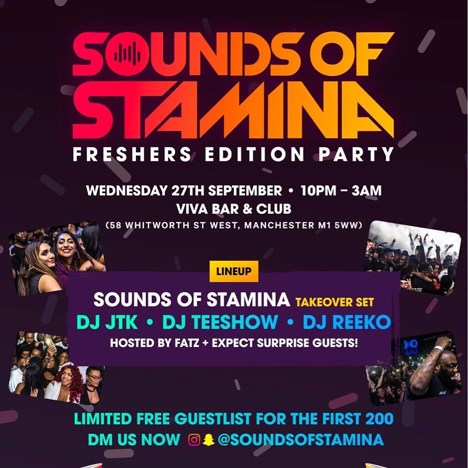 soundsofstamina's tweet photo. Limited Guestlist spaces left for our launch party in Manchester DM us for yours #SoundsOfStamina 🔥🔥🔥 https://t.co/CACPy0yQz6